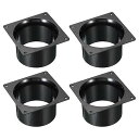 PATIKIL 100 mm ダクト接続フランジ 4個 乾燥機通気壁プレート 正方形-ラウンド直線ダクトプレート 暖房 冷房 換気扇用 ブラック
