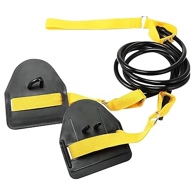 CMD 水泳用 トレーニングチューブ 男女兼用 スイミングゴム ストレッチバンド トレーニング パドル 水泳 収納袋付属 トレーニング 用品 (ブラック)