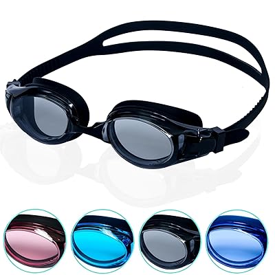 [AX] 水泳 ゴーグル 大人 スイミングゴーグル 水中メガネ UVカット 曇り防止 ケース付き フリーサイズ (ブラック)