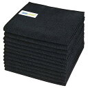 Sinland マイクロファイバー クリーニング クロス ふきん 掃除 タオル (ブラック 30cmx30cm 12枚)