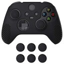 eXtremeRate PlayVital 3D Studded版Xbox Series X/Sコントローラーに対応用アンチスリップシリコーンカバースキン、黒い親指グリップキャップ6つ付き、Xbox Coreワイヤレスコントローラ対応用ソフトラバーケ
