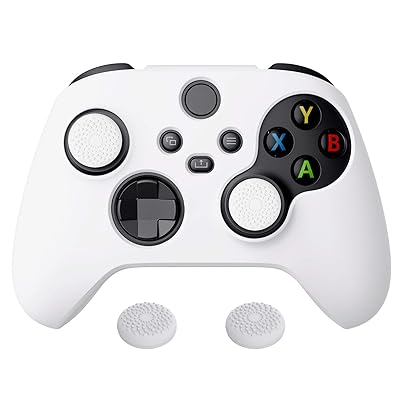 PlayVital Pure Xbox Series Xコントローラーに対応用アンチスリップシリコーンカバースキン、黒い親指グリップキャップ付き、Xbox Coreワイヤレスコントローラ対応用ソフトラバーケースプロテクター【ホワイト】