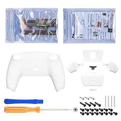eXtremeRate ps5コントローラーBDM-010&BDM-020に対応用プログラムできる背面パドルプラスティック製ライズリマップキット、純色のps5コントローラーに対応用アップグレードボードと再設計されたバックケース＆背面ボタンアタッチメン