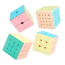 マカロン マジックキューブ 魔方 2×2 3×3 4×4 5×5 立体パズル Magic Cube Set 競技専用 脳トレ 知育玩具 マカロン式 (4個セット)