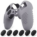 PlayVital ps5 Edgeコントローラーに対応用滑り止めシリコンカバーケース、ps5 Edge対応用ソフトラバープロテクタースキン、サムグリップキャップ付きー3Dスタッズエディション【3Dスタッズエディション-グレー】