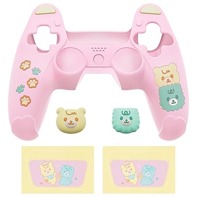 PlayVital ps5コントローラーに対応用シリコンカバー、可愛いクマスタイルカバー付けたまま充電ステーションにも対応し、サムスティックキャップカバー&タッチパッドシール付属しています【ピンク&イエロー】 PlayVital ps5コントローラーに対応用シリコンカバー、可愛いクマスタイルカバー付けたまま充電ステーションにも対応し、サムスティックキャップカバー&タッチパッドシール付属しています【ピンク&イエロー】
