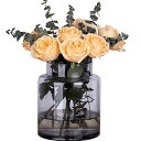 ガラスの花瓶 透明 大 花器 フラワーベース ガラスベース ガラスボトル アレンジ インテリア 水栽培 生け花 造花 おしゃれ シンプル インテリア (グレー ...