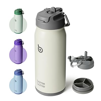 BOTTLE BOTTLE 水筒 500ml 子供 直飲み 2WAY蓋 ストロー付き ステンレスボトル 保冷水筒 底部收纳 真空..