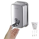 interhasa! ソープディスペンサー 壁掛け マニュアル 304ステンレススチール 800ml/28oz可視窓付き 商業/家庭 バスルーム キッチン用 シ...