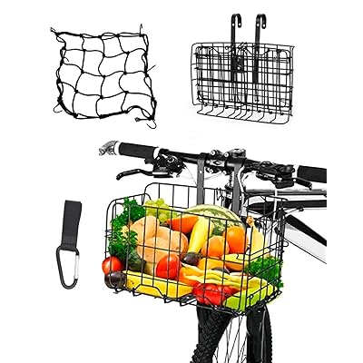 自転車 カゴ バスケット 前後汎用品ろかご 折り畳み OVTSPO ブラック 適し クロスバイク マウンテンバイク 買い物 通勤車等用 (自転車 かご 3in1 New)