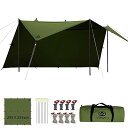 GOGlamping HENGEN+スクエアタープTC 正方形タープ ポリコットン 焚き火可 【19箇所ループ・特殊防水テープ付き】500mm耐水圧 撥水加工 ...