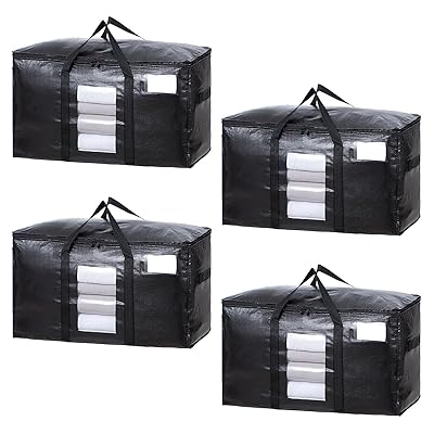 BTtime 布団収納袋 4個セット 引越しバッグ 大きいバッグ 衣装ケース 折りたたみ式 カバン 持ち手付き ..