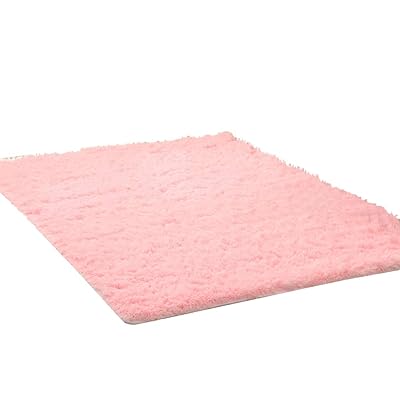 wykikon 洗える 90*150cm ラグマット カーペット オールシーズン シャギーラグ 絨毯 滑り止め付 冬用 夏用 床暖房対応 ピンク