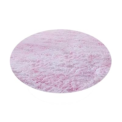 Kikon 洗える 円形 ラグマット カーペット オールシーズン シャギーラグ 絨毯 滑り止め付 丸型 冬用 夏用 床暖房対応 (ピンク, 100cm)