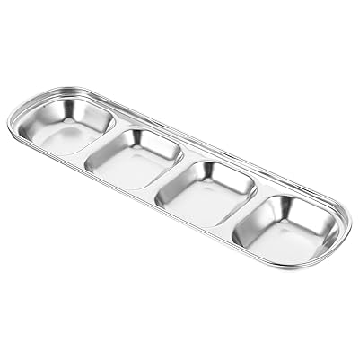 TOYMYTOY お皿 仕切り皿 4連皿 ソース皿 薬味皿 醤油皿 ステンレス お皿 豆皿 調味料入れ皿 レストラン..