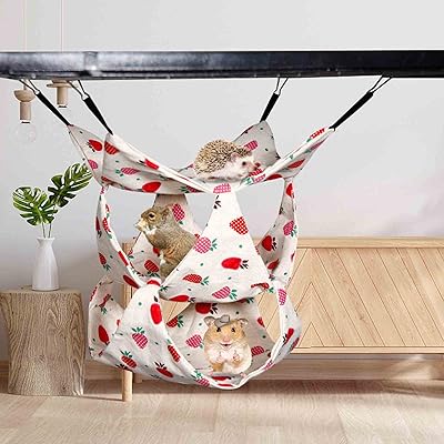 ハムスター ハンモック 夏 ひんやり 小動物飼育ケージ内装 3層式 吊り下げ式 寝袋 寝床 ペットベット ..