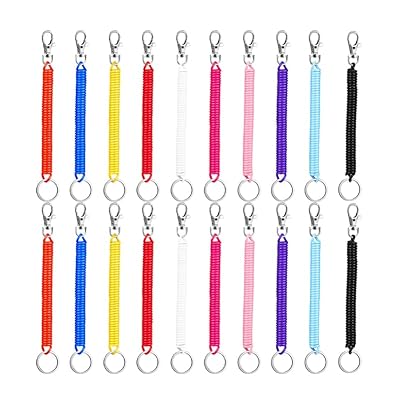 Ciieeo スパイラルコード スプリングキーホルダー 紛失防止ストレッチコード コイルコード 伸びるキー..