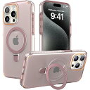 PinLiSheng iPhone 12/12Pro 用 ケース 隠し収納式 多機能スタンド ケース マグネット搭載 リング付き 縦横両対応 半透明 耐衝撃 カバー(ピンク, iPhone 12/12Pro 適応)