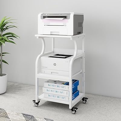 PUNCIA 3段 プリンター台 幅50cm 奥行40cm 高73cm ワゴン キャスター付き プリンターラック 収納棚 大..