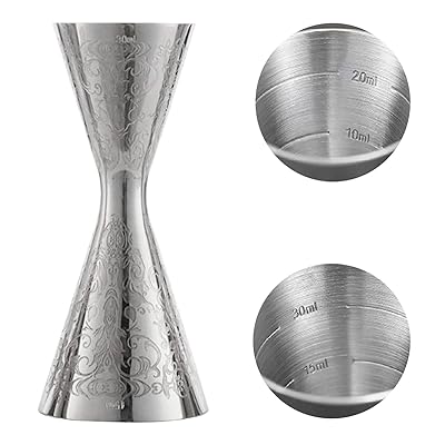 WIEXUNメジャーカップ 目盛りジガーカップ カクテル ステンレス鋼 計量カップ バー用品・道具 一体型鋼..