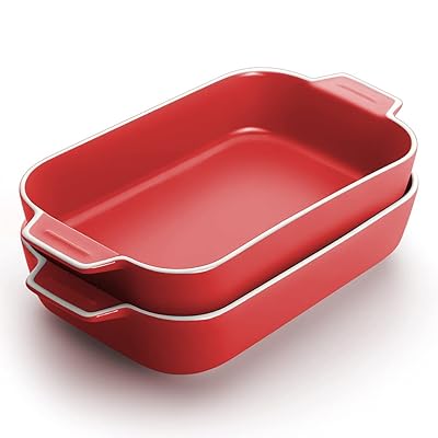 YFWOOD グラタン皿 2個セット 22×12×4.9cm 650ML×2 耐熱皿 大きめ 大皿 パン皿 スクエア赤い色 電子レ..