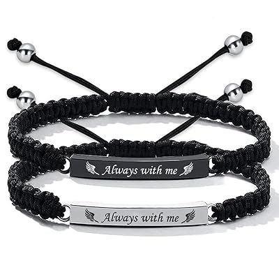 [Rockyu] 骨壺ブレスレット 手作り編み紐 ペアブレスレット つけっぱなし 黒紐 ステンレス 金属アレル..