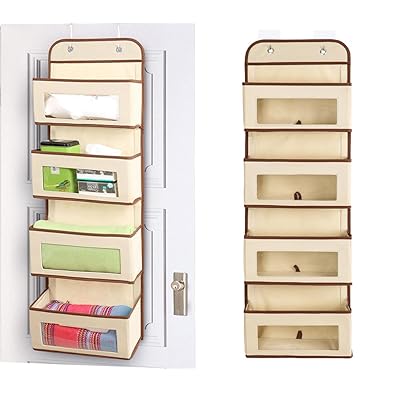 ドア掛け 収納ポケット ウォールポケット 壁掛け 4段 大容量 透明窓付き 吊り下げ収納ポケット 頑丈 耐..