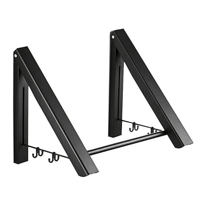 powerday 壁取り付け式 折り畳みハンガーラック ウォールハンガーコートラック タオル掛け 壁掛けラック 適用寝室/浴室/玄関/ベランダ (2ラック+ロッ...