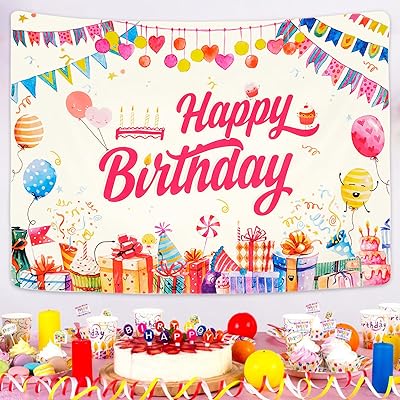Shiny Flower バースデー タペストリー 誕生日 飾り付け ハッピーバースデー Happy Birthdayタペストリ..