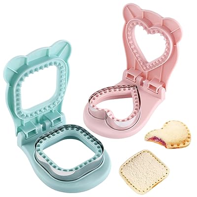 Zayookey サンドイッチ型 シーラー サンドイッチカッタープレス ハート ピンク 四角 ブルー 2つセット ..