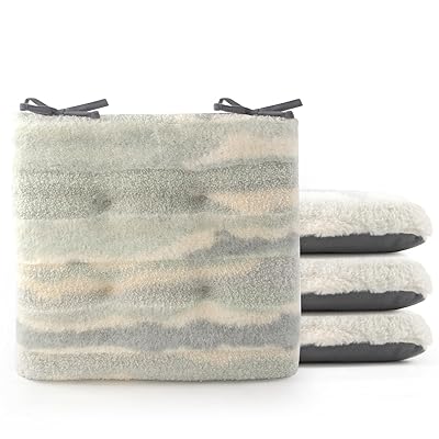 JEMA ジェマ 椅子用クッション 4枚セット チェアパッド シートクッション ダイニング用 座布団 チェア用 ひも付き 食卓椅子用クッション クラデーション風 グリーン 43x43cm