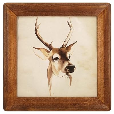 icheesday 木製のフォトフレーム、落ち着きのあるナチュラルな木色、スタンド式、壁かけの方形フォトフレーム 25x25cm