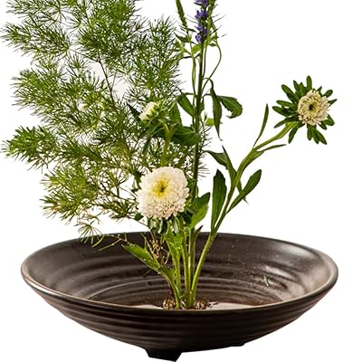 HIGHAWK花器 華道 生け花用 水盤 花瓶 陶器 挿花 フラワーベース フラワーアレンジメント 和室 卓上 三..