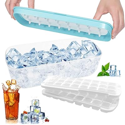 製氷皿 48セル製氷ボックス 製氷機 大容量 アイストレー 氷作る容器 氷を1秒で取り出す 氷取り出しやすい 製氷箱 密閉蓋付き 小分け 柔らかい 氷取り出しやすい 耐久性 氷モールド 家庭用 冷凍保存 製氷器 氷が作れる