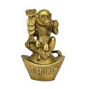 (イスイ)YISHUI お元宝に座っているの猿 お金の猿 置物 干支 申猿 さる サル 銅製 風水グッズ HP0152