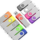 EASTBULL USBメモリ 16GB 10個セット フラッシュメモリー USB2.0 フラッシュドライブ 360° 回転式 ストラップ付き 10色 (16G, 10色)