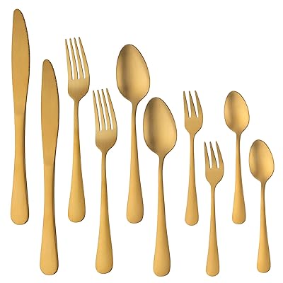 BISDARUN ディナーカトラリーセット 10本 2人用 18-0ステンレス つや消し サテン仕上げ 程よいサイズ ..