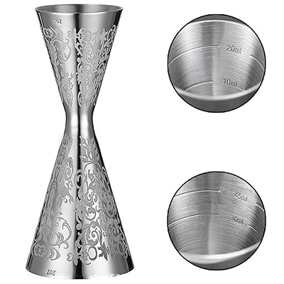 WIEXUNメジャーカップ 目盛りジガーカップ カクテル ステンレス鋼 計量カップ バー用品・道具 一体型鋼..