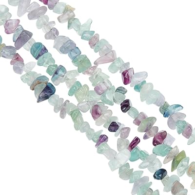 OLYCRAFT 約440個 天然石 穴ある ビーズ 蛍石ビーズ 丸い ルーズジェムストーン エネルギーストーン ブ..