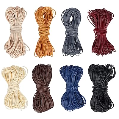 PH PandaHall 8色 ロウ引き糸 ワックスコード ポリエステルコード 太さ1mm 長さ15m蝋引き糸 ワックスコード レザークラフト ろうびき糸 アクセサリー用糸 クラフト マクラメ DIY 手芸用 ジュエリー用