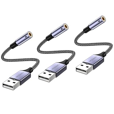 MOSWAG USB〜3.5 mmジャックオーディオアダプタ(3パック)、TRRS四極マイク付きUSB〜Auxケーブル、USB〜イヤホンAuxアダプタをサポート、内蔵チップ、PC PS 4 PS 5などに適用 MOSWAG USB〜3.5 mmジャックオーディオアダプタ(3パック)、TRRS四極マイク付きUSB〜Auxケーブル、USB〜イヤホンAuxアダプタをサポート、内蔵チップ、PC PS 4 PS 5などに適用