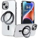 MagSafe対応 iPhone 11 ケース 360°回転 アイフォン11 カバー 縦横両対応 iPhone 11 携帯ケース 半透明 ワイヤレス充電 車載ホルダー 対応 マグセーフ スタンド付きリング,透明+黒(2)