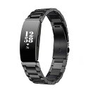 バンド Compatible for Fitbit Inspire HR/Fitbit Inspire 2/Fitbit Inspire/Fitbit Ace 2, 高級ステンレス 交換用ベルト (黒)(2)