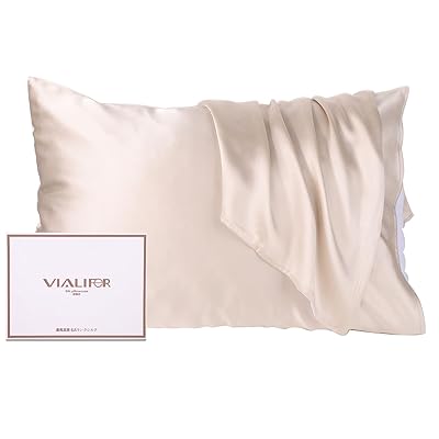Vialifer シルク枕カバー 100%天然 6A級 43×63cm 封筒式枕カバー シルクピロー ...