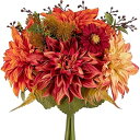 Villa Como 造花 花束 ブーケ リース 秋 ダリア インテリア 仏花 お供え フェイクフラワー 本物そっくり 母の日 卒業式 結婚式 記念日