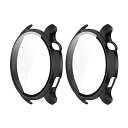 SHEAWA Amazfit GTR 4用ケース カバー 2個セット PC+強化ガラスフィルム 9H硬度 一体型保護ケース 保護カバー 耐衝撃 全面保護 アクセサリー (ブラック)(2)