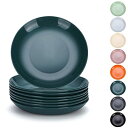 Evanda プレート 8個セット 16cm ダークグリーン お皿 壊れない食器 食品グレードPP製 ポリプロピレン 耐熱 耐冷 電子レンジ 食洗機 対応
