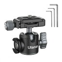 ULANZI U-80L 雲台 ボールヘッド 自由雲台 アルカスイス互換 ボール雲台 カメラ雲台 360度調整可能 小型 耐荷重10kg 1/4インチネジ穴 コールドシュー付き アルミ合金 安定 コンパクト ビデオ カメラ 三脚用 六角レンチ付き