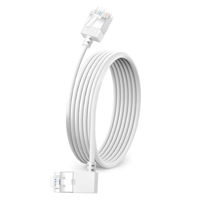 Dutevolns スリムイーサネットケーブル 90° 左角度 8m 超薄型で柔軟なRj45 LANコード ギガビット Mac.PC.ルーター プリンター(白)