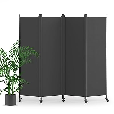 KELIXU パーテーション 間仕切り 4連 自立式 カバーストリップ付き 衝立 キャスター付き 高さ1.78m×幅2.24m 布タイプ 折りたたみ 仕切りパネル 軽量 クロスパーテーション 目隠し 屏風 おしゃれ 組み立て簡単 部屋 オフィス 会議